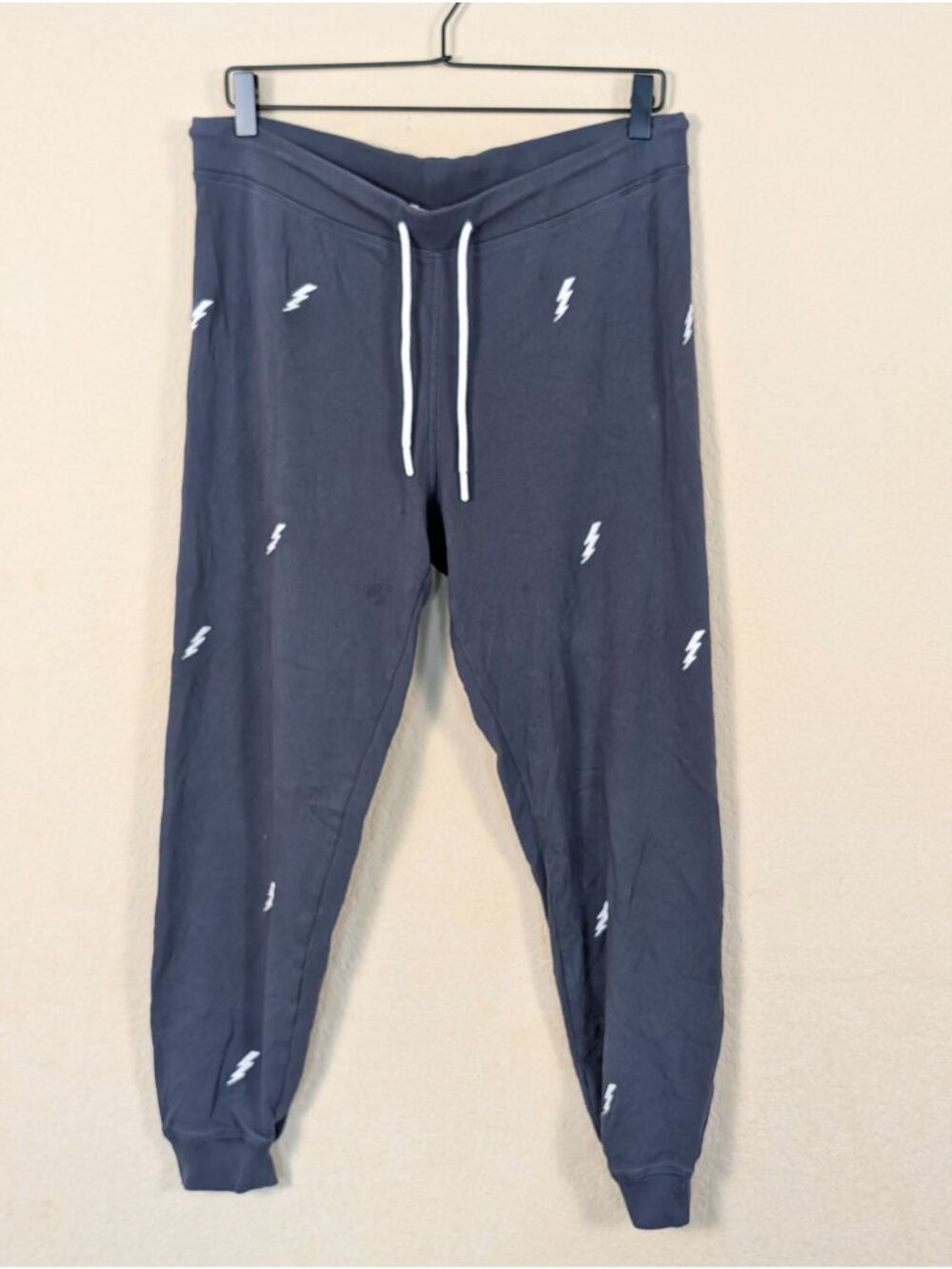 Leallo Dune Jogger Sweatpants Womans size M Lightning Bolt gray 100% cotton
